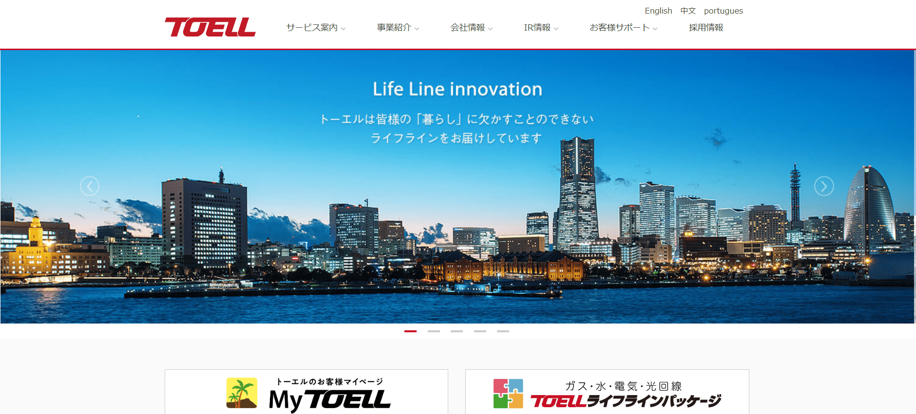 TOELLの公式HPキャプチャ