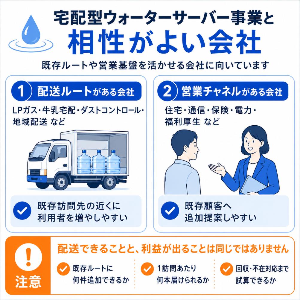 宅配型ウォーターサーバー事業と相性がよい図解画像