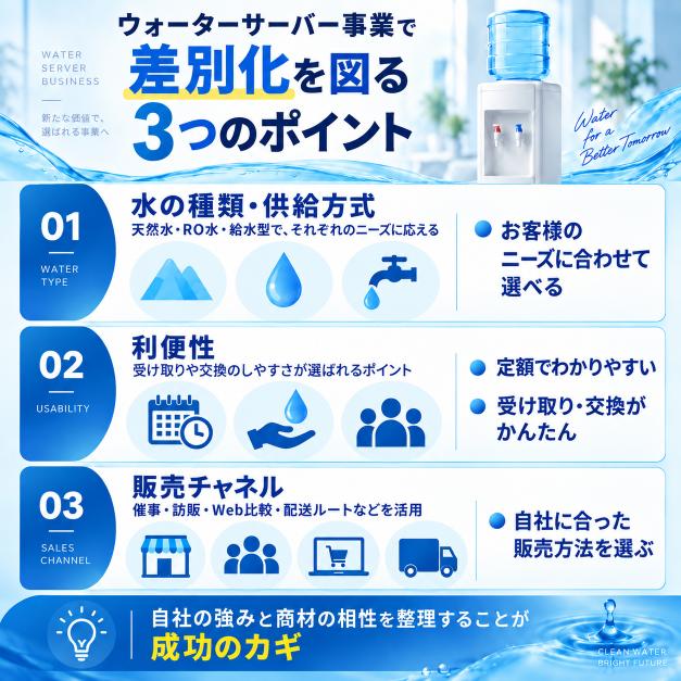 ウォーターサーバー事業で差別化を図る3つのポイント
